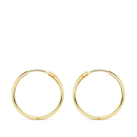 18K Aros Oro Amarillo Media Caña Lisos Ligeros 18X2 Mm
