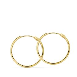 18K Aros Oro Amarillo Media Caña Lisos Ligeros 20X2 Mm