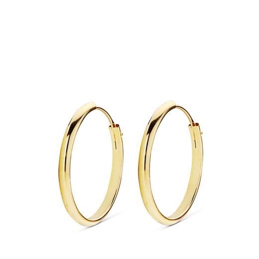18K Aros Oro Amarillo Media Caña Lisos Ligeros 20X2 Mm
