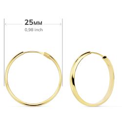 18K Aros Oro Amarillo Media Caña Lisos Ligeros 23X3 Mm