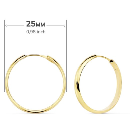 18K Aros Oro Amarillo Media Caña Lisos Ligeros 23X3 Mm