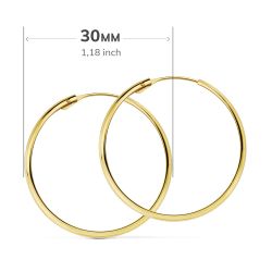 18K Aros Oro Amarillo Media Caña Lisos Ligeros 30X3 Mm