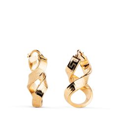 18K Aros Oro Amarillo Ochos Greca Huecos. Medida 26X16 Mm. Cierre Gancho