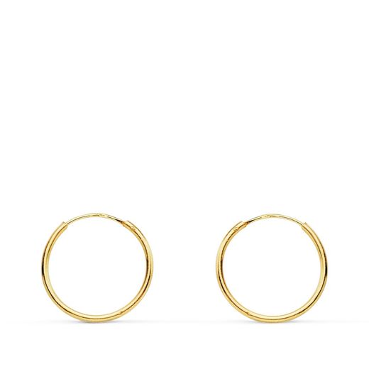 18K Aros Oro Amarillo Redondos Lisos Ligeros 12X0.8 Mm