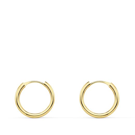 18K Aros Oro Amarillo Redondos Lisos Ligeros 12X1.50 Mm