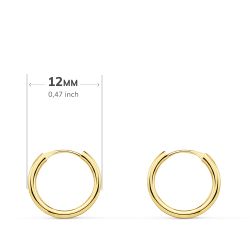 18K Aros Oro Amarillo Redondos Lisos Ligeros 12X1.50 Mm