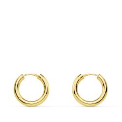 18K Aros Oro Amarillo Redondos Lisos Ligeros 12X2 Mm