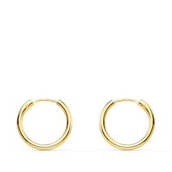 18K Aros Oro Amarillo Redondos Lisos Ligeros 14X1.50 Mm