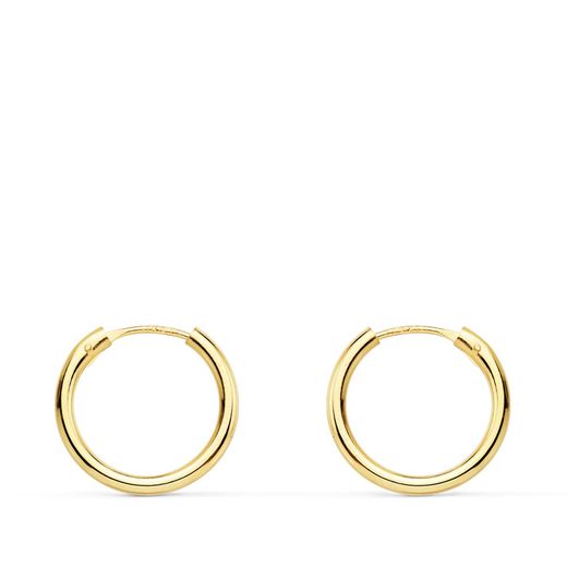 18K Aros Oro Amarillo Redondos Lisos Ligeros 14X1.50 Mm