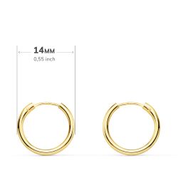 18K Aros Oro Amarillo Redondos Lisos Ligeros 14X1.50 Mm
