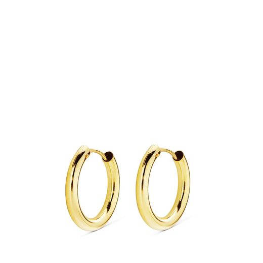 18K Aros Oro Amarillo Redondos Lisos Ligeros 14X2 Mm