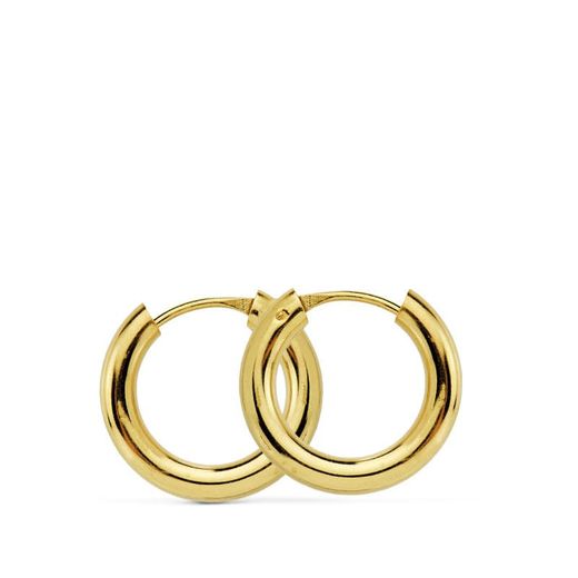 18K Aros Oro Amarillo Redondos Lisos Ligeros 14X2.5 Mm