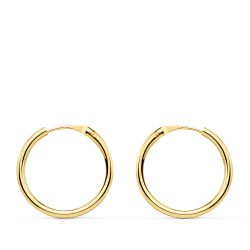 18K Aros Oro Amarillo Redondos Lisos Ligeros 16X1.50 Mm
