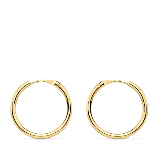 18K Aros Oro Amarillo Redondos Lisos Ligeros 16X1.50 Mm