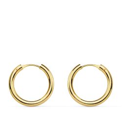 18K Aros Oro Amarillo Redondos Lisos Ligeros 16X2 Mm