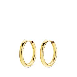 18K Aros Oro Amarillo Redondos Lisos Ligeros 16X2 Mm