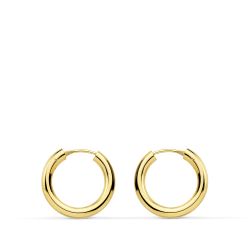 18K Aros Oro Amarillo Redondos Lisos Ligeros 16X2.5 Mm