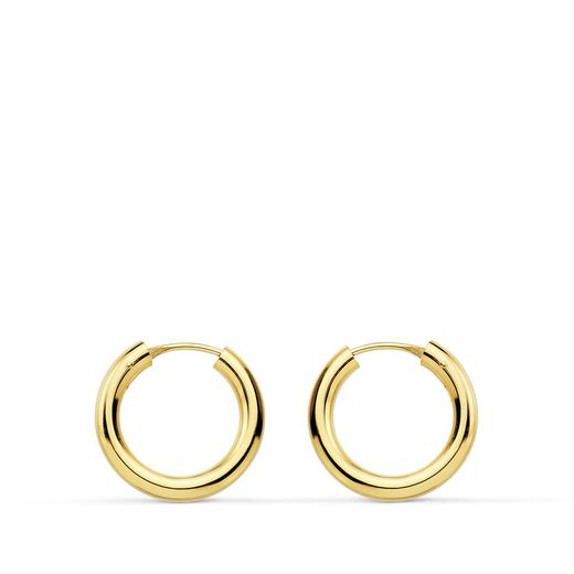 18K Aros Oro Amarillo Redondos Lisos Ligeros 16X2.5 Mm