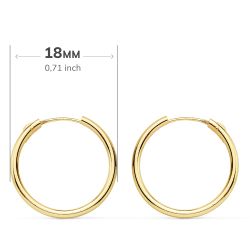 18K Aros Oro Amarillo Redondos Lisos Ligeros 18X1.50 Mm
