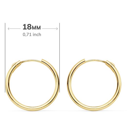 18K Aros Oro Amarillo Redondos Lisos Ligeros 18X1.50 Mm