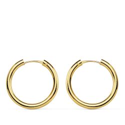 18K Aros Oro Amarillo Redondos Lisos Ligeros 18X2 Mm
