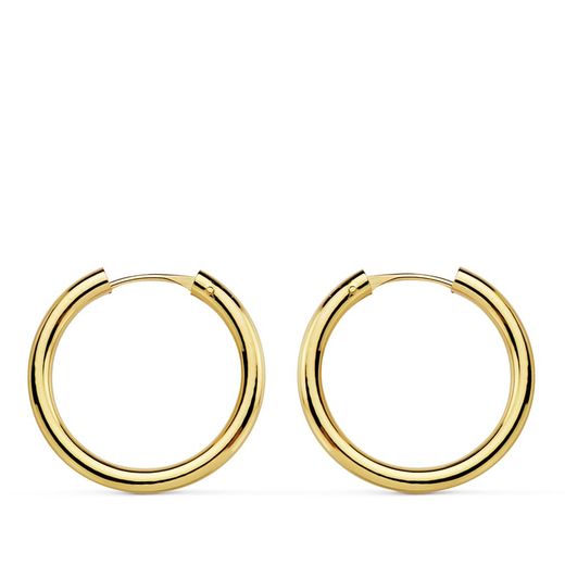 18K Aros Oro Amarillo Redondos Lisos Ligeros 18X2 Mm