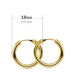 18K Aros Oro Amarillo Redondos Lisos Ligeros 18X2.5 Mm