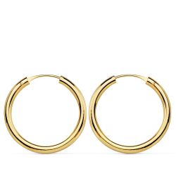 18K Aros Oro Amarillo Redondos Lisos Ligeros 20X2 Mm