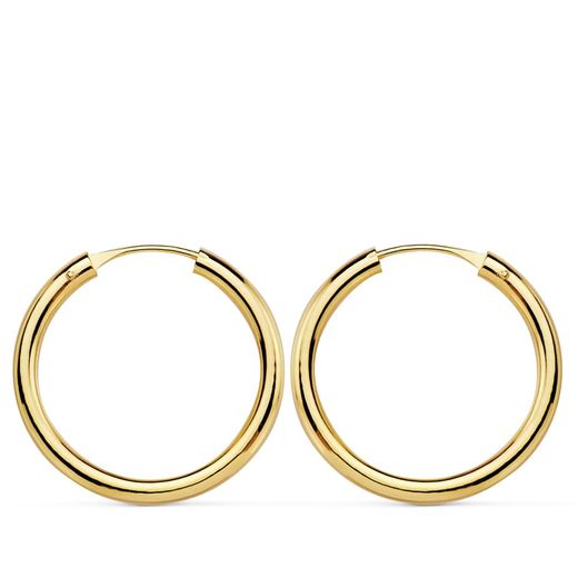 18K Aros Oro Amarillo Redondos Lisos Ligeros 20X2 Mm
