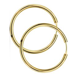 18K Aros Oro Amarillo Redondos Lisos Ligeros 20X2.5 Mm