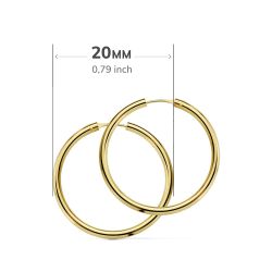 18K Aros Oro Amarillo Redondos Lisos Ligeros 20X2.5 Mm