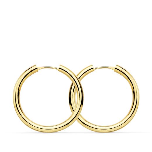 18K Aros Oro Amarillo Redondos Lisos Ligeros 24X2.5 Mm