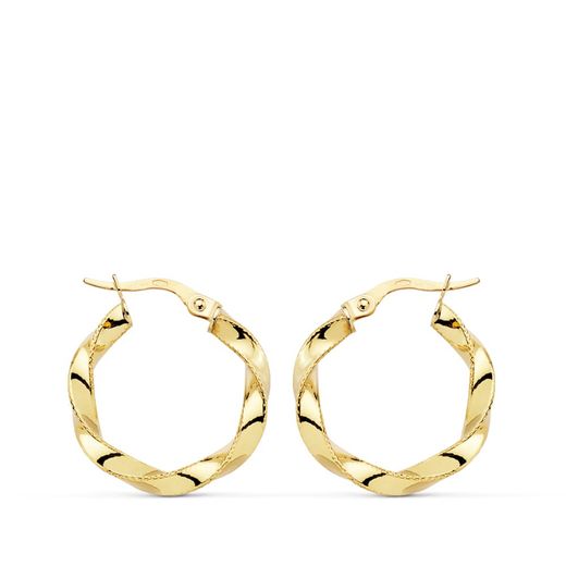 18K Aros Oro Amarillo Reliados Hilo 21X3 Mm