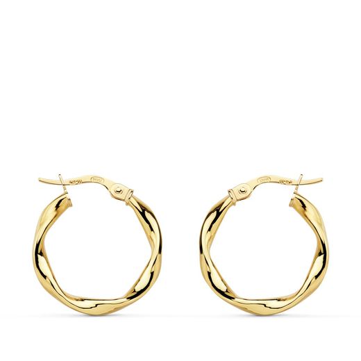 18K Aros Oro Amarillo Reliados Lisos 20X2.5 Mm