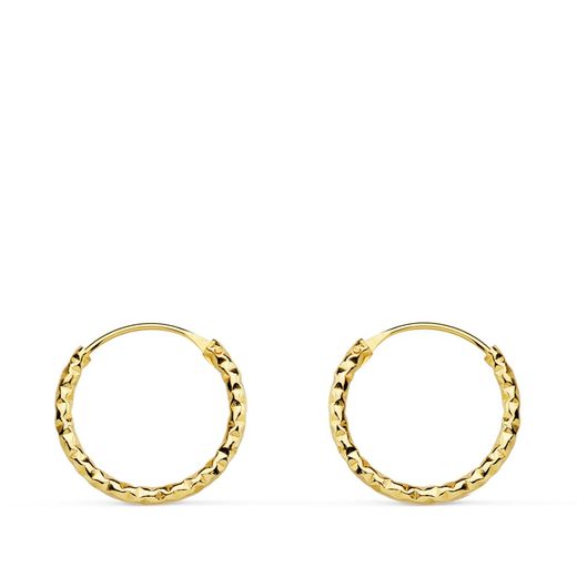 18K Aros Oro Amarillo Retorcido Tallado 13X1.30 Mm