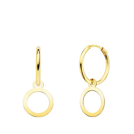 18K Aros Oro Amarillo Tubo Con Circulo 10 Mm Aro 12X1.5 Mm