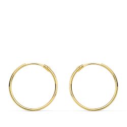 18K Aros Oro Amarillo Tubo Huecos 16X0.8 Mm