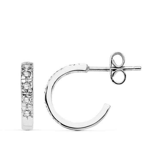 18K Aros Oro Blanco Circonita 12X2 Mm