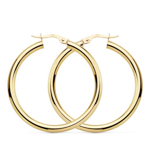 18K Aros Redondos Huecos 35 X 3 Mm 3.45Grs