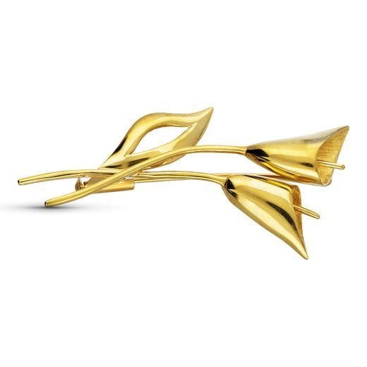 18K Broche Oro Amarillo Flor Señora Flor 53X21 Mm