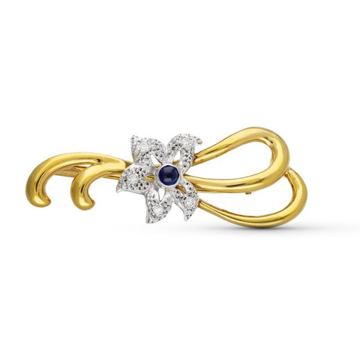 18K Broche Oro Bicolor 2 Ramas. 48X18 Mm