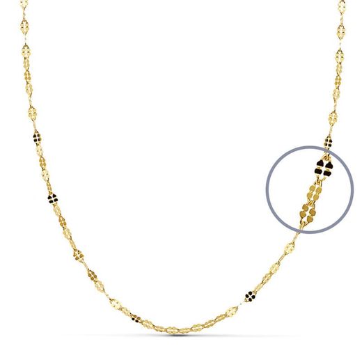 18K Cadena Maciza Oro Amarillo Diamantada 45Cmx1.5.