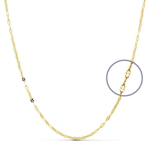 18K Cadena Maciza Oro Amarillo Diamantada Maciza 50Cm 2 Mm