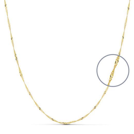 18K Cadena Maciza Oro Amarillo Singapur 40Cm 1.2 Mm