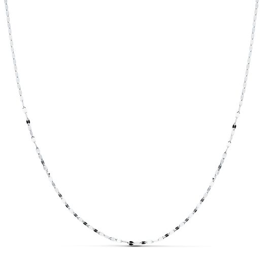 18K Cadena Maciza Oro Blanco Diamantada 45Cm 1.2 Mm