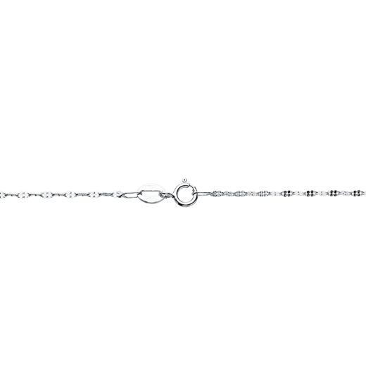 18K Cadena Maciza Oro Blanco Eslabones Planos Tallados 1.5 Mm 40Cm