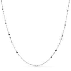 18K Cadena Maciza Oro Blanco Eslabones Planos Tallados 1.5 Mm 45Cm