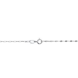 18K Cadena Maciza Oro Blanco Eslabones Planos Tallados 1.5 Mm 45Cm