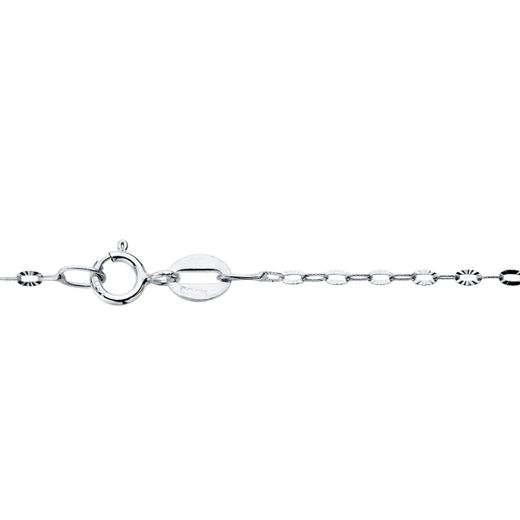 18K Cadena Maciza Oro Blanco Eslabones Tallados 1 Mm 40Cm