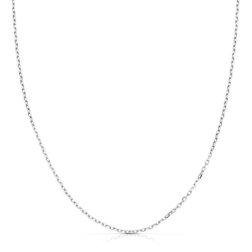 18K Cadena Maciza Oro Blanco Forzada 40Cm Ancho 1 Mm